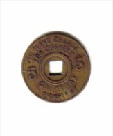 U.S.A.     MISSISSIPPI 5 Cent Sales Tax Token (T-9) - Monétaires/De Nécessité