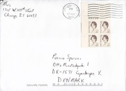 United States CHICAGO (Ill.) 2000 Cover To Denmark 4-Block Dolley Madison W. Marginal Number 39294 !! - Cartas & Documentos