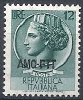 1953-54 TRIESTE A TURRITA SIRACUSANA 12 LIRE MNH ** - RR11717 - Mint/hinged