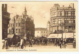 Cpa Leicester, Entrance To Market-Place , Animée, Animated - Leicester