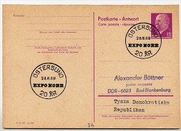 EXPO NORR ÖSTERSUND On East German Reply Postal Card P74A - Other & Unclassified