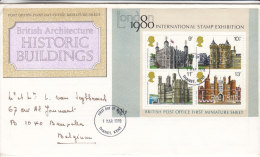 Châteaux - Exposition Philatélique De Londres 1980 - Grande Bretagne - Lettre De 1978 ° - Cartas & Documentos