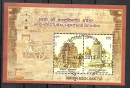 INDIA, 2013, Architectural Heritage,Srikurmam & Arsavalli Temples , Set 2 V, Miniature Sheet,  First Day Cancelled - Gebruikt