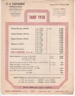TARIF ETS SAUVAGNAT NAPPES ET NAPPERONS à CLERMONT FERRAND 1958 - Printing & Stationeries