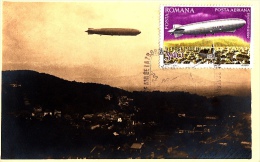 ZEPPELIN'S FLIGHT OVER BRASOV, CM, MAXICARD, CARTES MAXIMUM, 1979, ROMANIA - Zeppelines