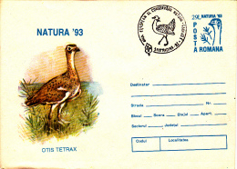 BIRDS, OTIS TETRAX, COVER STATIONERY, ENTIERE POSTAUX, 1995, ROMANIA - Storks & Long-legged Wading Birds