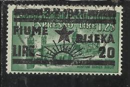 OCCUPAZIONE FIUME 1945 SOPRASTAMPATO SURCHARGE L. 20 SU 1,25 TIMBRATO USED - Yugoslavian Occ.: Fiume