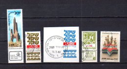 Israel   1982   .-   Y&T  Nº   825 - 826/827 - 828 -833 - Used Stamps (without Tabs)