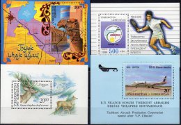 Set Usbekistan Block 1,3,6 Plus 8 ** 13€ Flugzeug IL114 Bf WWF M/s Tennis Bloc Aircraft Sheet Art Minarett Of Uzbekistan - Ouzbékistan