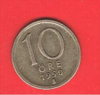 PLATA - SILVER - ARGENT $ SUECIA - SWEDEN - SUÈDE = 10 Ore 1950  KM813 - Andere & Zonder Classificatie