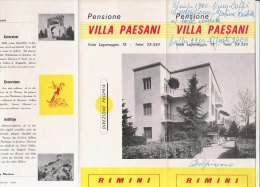 B0887 - Brochure Illustrata - RIMINI - PENSIONE VILLA PAESANI Tip.Bacchini Anni '60 - ALBERGHI - Turismo, Viaggi