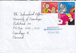 Netherlands 3003 Cover Brief To Denmark Comics Stamps Flintstones, Tom & Jerry, Johnny Bravo - Covers & Documents