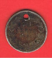 PLATA - SILVER - ARGENT $ HOLANDA - NETHERLANDS = 10 Cents 1881 Perforacion KM80 - Sonstige & Ohne Zuordnung