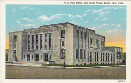 Oklahoma Ponco City Post Office And Court House Curteich - Otros & Sin Clasificación