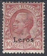 1912 EGEO LERO EFFIGIE 10 CENT MH * - RR11727 - Egée (Lero)