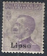 1912 EGEO LIPSO EFFIGIE 50 CENT MH * - RR11728 - Ägäis (Lipso)