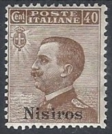 1912 EGEO NISIRO EFFIGIE 40 CENT MH * - RR11728 - Egée (Nisiro)