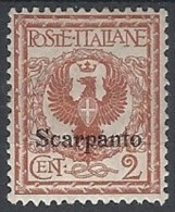 1912 EGEO SCARPANTO AQUILA 2 CENT MH * - RR11729 - Ägäis (Scarpanto)