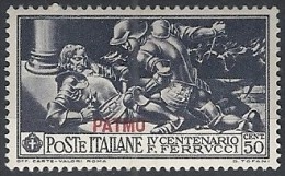 1930 EGEO PATMO FERRUCCI 50 CENT MH * - RR11733 - Aegean (Patmo)