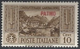 1932 EGEO PATMO GARIBALDI 10 CENT MH * - RR11738 - Egée (Patmo)