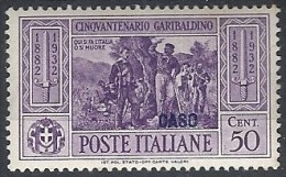 1932 EGEO CASO GARIBALDI 50 CENT MH * - RR11742 - Egée (Caso)