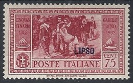 1932 EGEO LIPSO GARIBALDI 75 CENT MH * - RR11742 - Ägäis (Lipso)