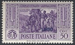 1932 EGEO LIPSO GARIBALDI 50 CENT MH * - RR11743 - Egée (Lipso)