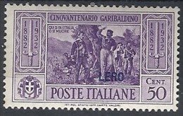 1932 EGEO LERO GARIBALDI 50 CENT MH * - RR11743 - Egeo (Lero)