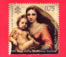 NUOVO - VATICANO - 2012 - 500 Anni Della Madonna Sistina   - 0,75 € • - Nuevos