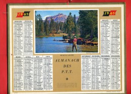 ALMANACH PTT 1965 PECHE AU LANCER CALENDRIER IMPRIMEUR OBERTHUR DEPARTEMENT DE LA SEINE - Grand Format : 1961-70