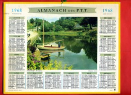 ALMANACH PTT 1968 PONT AVEN FINISTERE CALENDRIER IMPRIMEUR OBERTHUR  HAUTS DE SEINE SEINE SAINT DENIS VAL DE MARNE - Grand Format : 1961-70