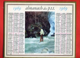 ALMANACH PTT 1969 PECHE A LA TRUITE CALENDRIER IMPRIMEUR OBERTHUR  HAUTS DE SEINE SEINE SAINT DENIS VAL DE MARNE - Grand Format : 1961-70