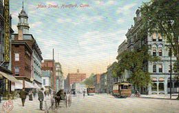 Hartord CT Main Street Tram 1905 Postcard - Hartford