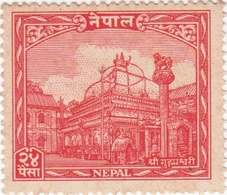 GUHESWARI Temple 24-PAISA Stamp NEPAL 1949 MINT MNH - Hindouisme