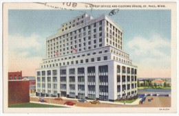 USA, St PAUL MN ~U.S. POST OFFICE AND CUSTOMS HOUSE - 1940s Linen MINNESOTA Vintage Postcard  [3999] - St Paul