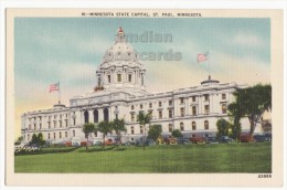 USA, MINNEAPOLIS MN ~ STATE CAPITOL BUILDING ~ C1930-1940s MINNESOTA Unused Vintage Postcard ~VINTAGE CARS  [4002] - Minneapolis