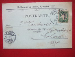 ALLEMAGNE - KEMPTEN - CARTE COMMERCIALE - " RUTTMAN & KLEIN ..." + CACHET.... - Kempten