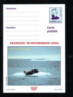 BAZIL ASSAN POLAR EXPLORER ,EXPEDITION IN SPITZBERGEN,2001 POSTCARD STATIONERY,UNUSED, ROMANIA. - Explorateurs