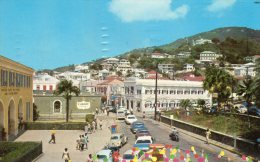 St Thomas VI Main Street Cars Old Postcard - Isole Vergini Americane