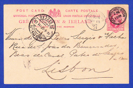 SOUTH WIGSTON  -  LEICESTER  -  13.5.1907  - LISBOA CENTRAL 2ª SECÇÃO  -  3 BEAUX TIMBRES - Covers & Documents