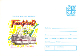 TRAM, TRAMWAYS, COVER STATIONERY, ENTIERE POSTAUX, UNUSED, 1989, ROMANIA - Tram