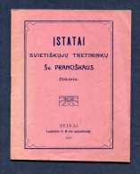 1907 Lithuania Lietuva/ Statutes Of Religious Society - Alte Bücher