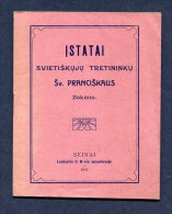 1907 Lithuania Lietuva/ Statutes Of Religious Society - Libros Antiguos Y De Colección