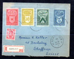 1946 Lettre Recommandée De Gembloux Vers Schaffouse, Armoiries Verviers Oostende Mechelen Dinant - Covers & Documents