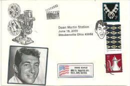 Dean Martin, Obliteration Speciale De Son Village De Naissance "Steubenville". Ohio, Sur Lettre Adressée Au Montana - Cantantes