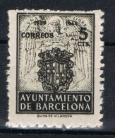 Sello 5 Cts Barcelona Recargo Exposicion 1944, Variedad Impresion, Num 59 ** - Barcellona