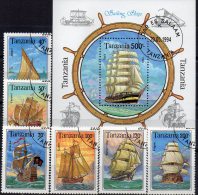 Barke 1994 Tanzania 1739-4+Block 244 ** Plus O 7€ Segel-Schiff Segelschiffe S/s Maritim Bloc More Ship Sheet Bf Tanzanie - Submarinos