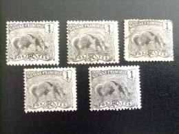 GUYANE  GUYANA  Año 1904  FOURMILIER  OSO HORMIGUERO Yvert Nº 5 X 49 * MH Diferentescolores - Unused Stamps
