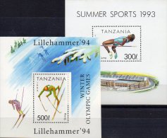 Zur Olympiade 1996 Tanzania Block 212+Bl.239 ** 6€ Hochsprung Skilauf Bf Olympic Sport Blocs Athletic Sheets Bf Tanzanie - Zomer 1996: Atlanta