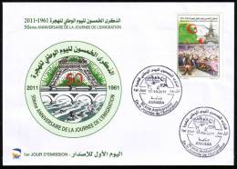 ALGERIE - ALGERIA - 2011- Oblitération Annaba RARE - Emigration - Tour Eiffel- Timbre Erroné -FDC Officiel - - Erreurs Sur Timbres